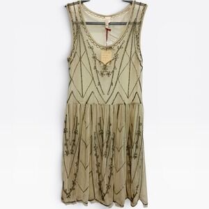 Raga Beaded Mesh Festival Mini Dress Boho Fairycore Layering Piece NWT S